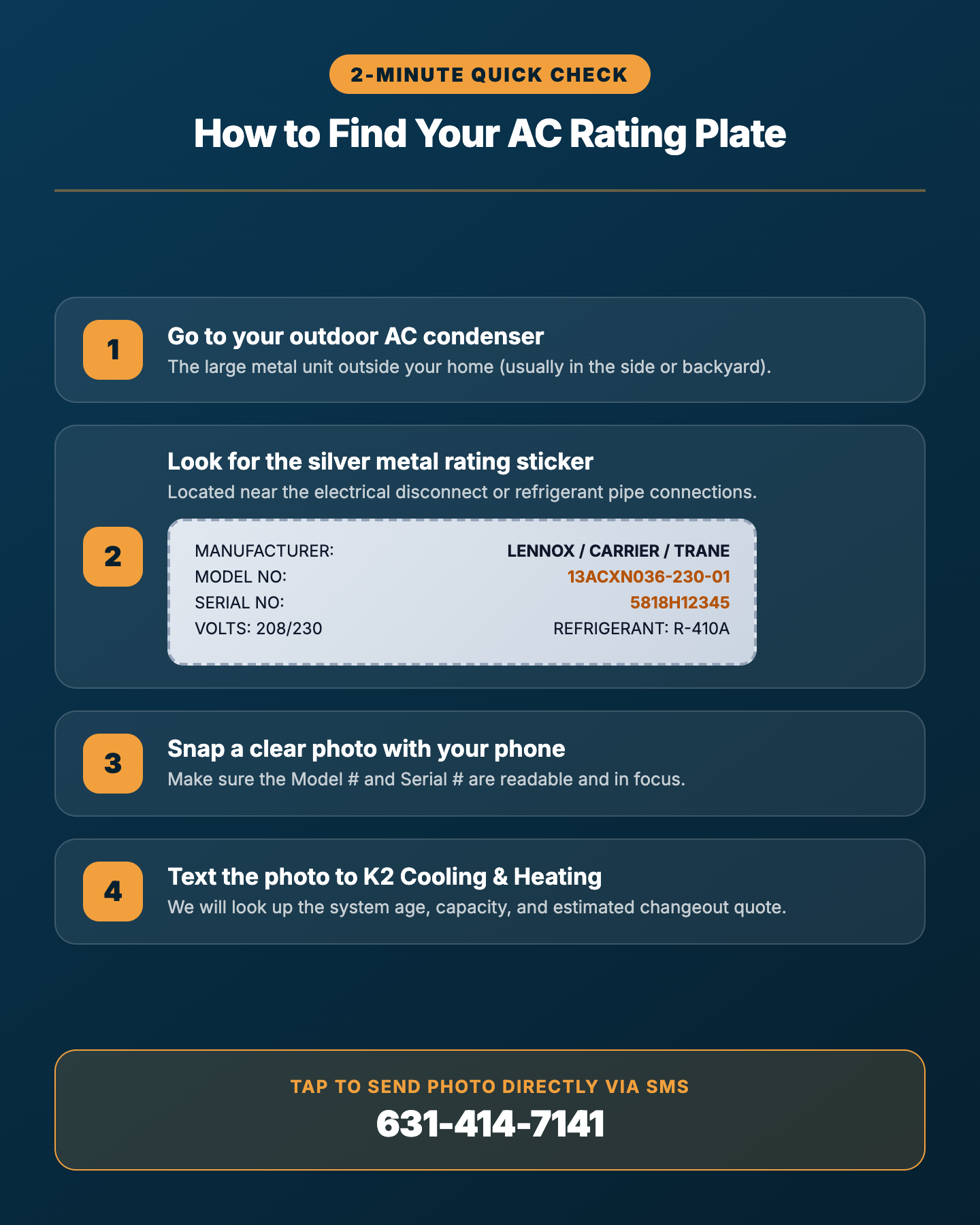 How to find AC model and serial number sticker