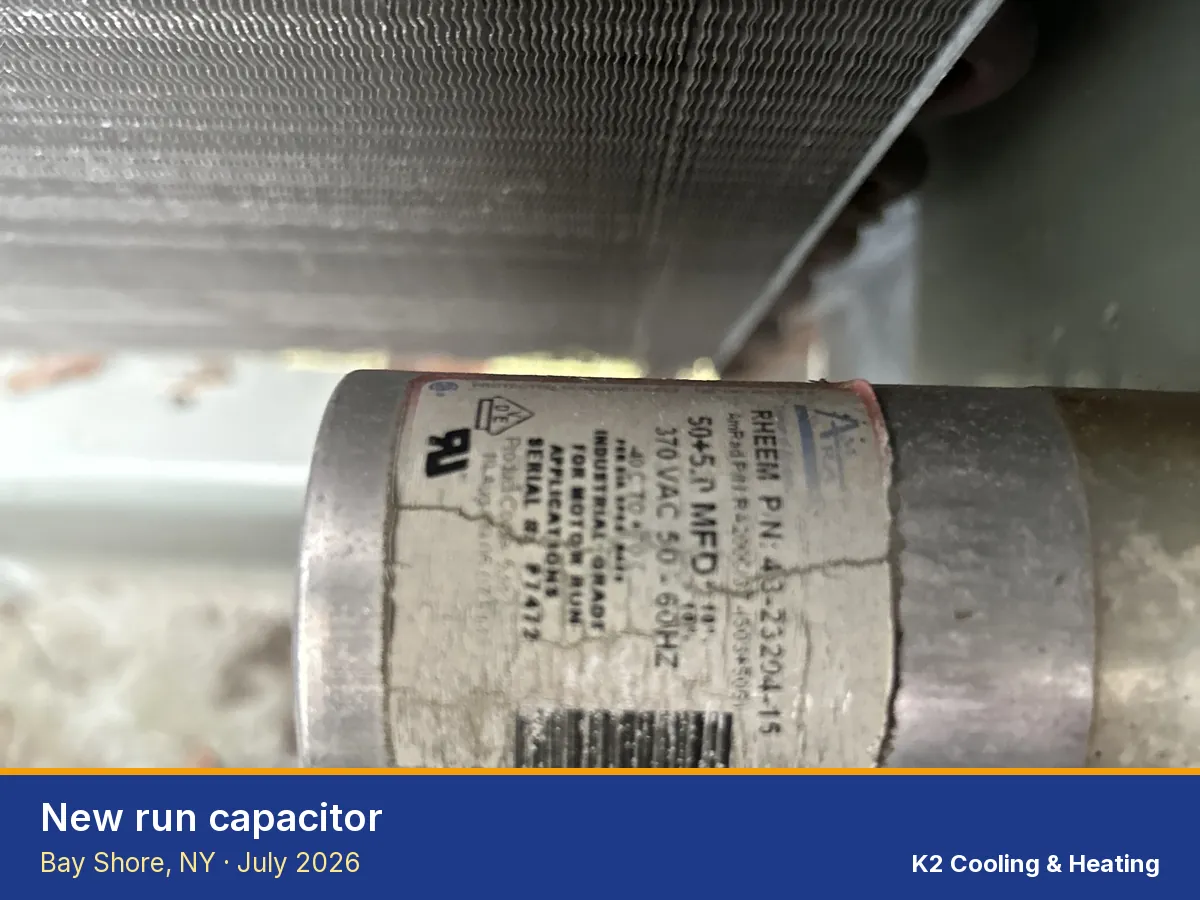 New run capacitor installed in Bay Shore