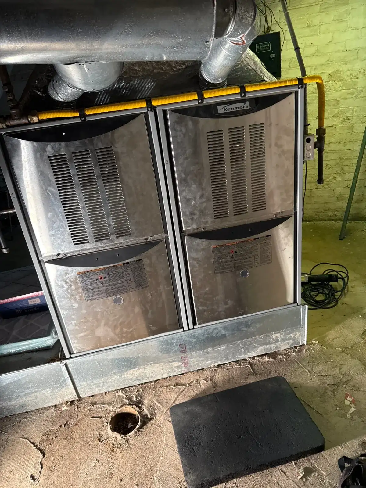 Twin gas furnaces side by side, Babylon NY