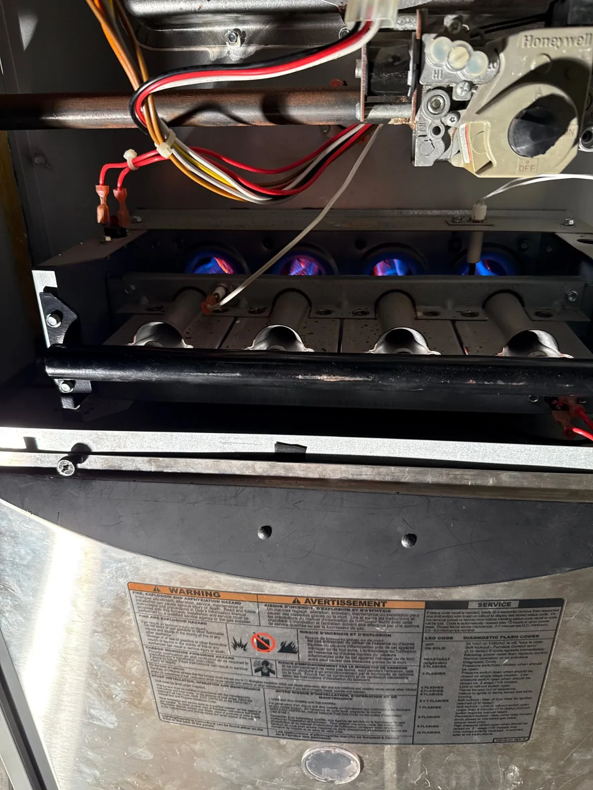 Furnace burners and controls after cleaning, Babylon NY