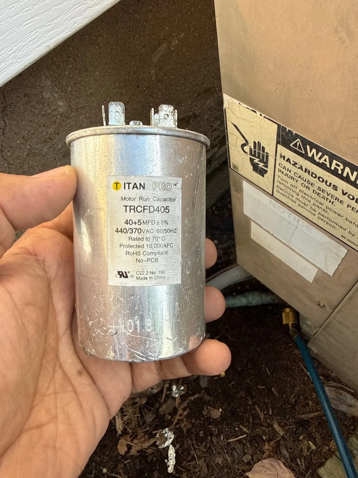 New run capacitor installed in the condenser, Commack NY
