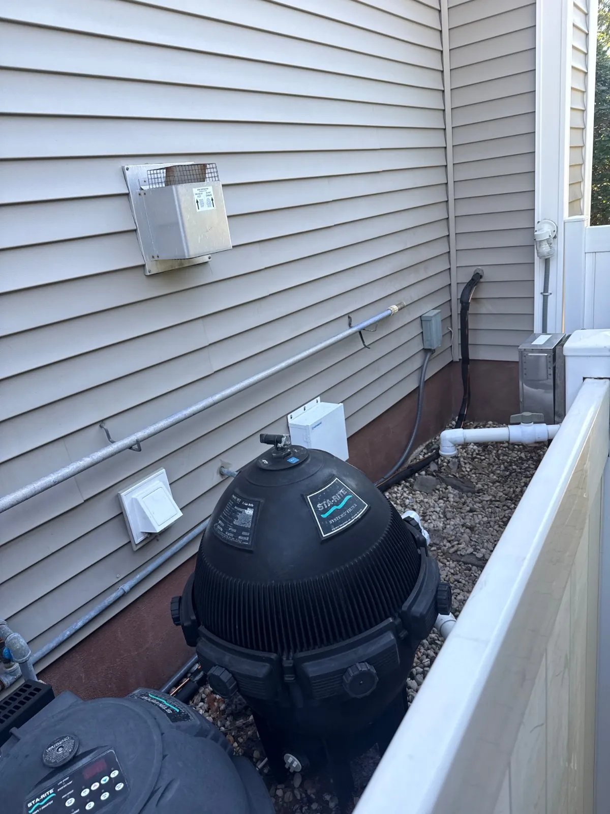 Outdoor equipment area after the condenser was relocated