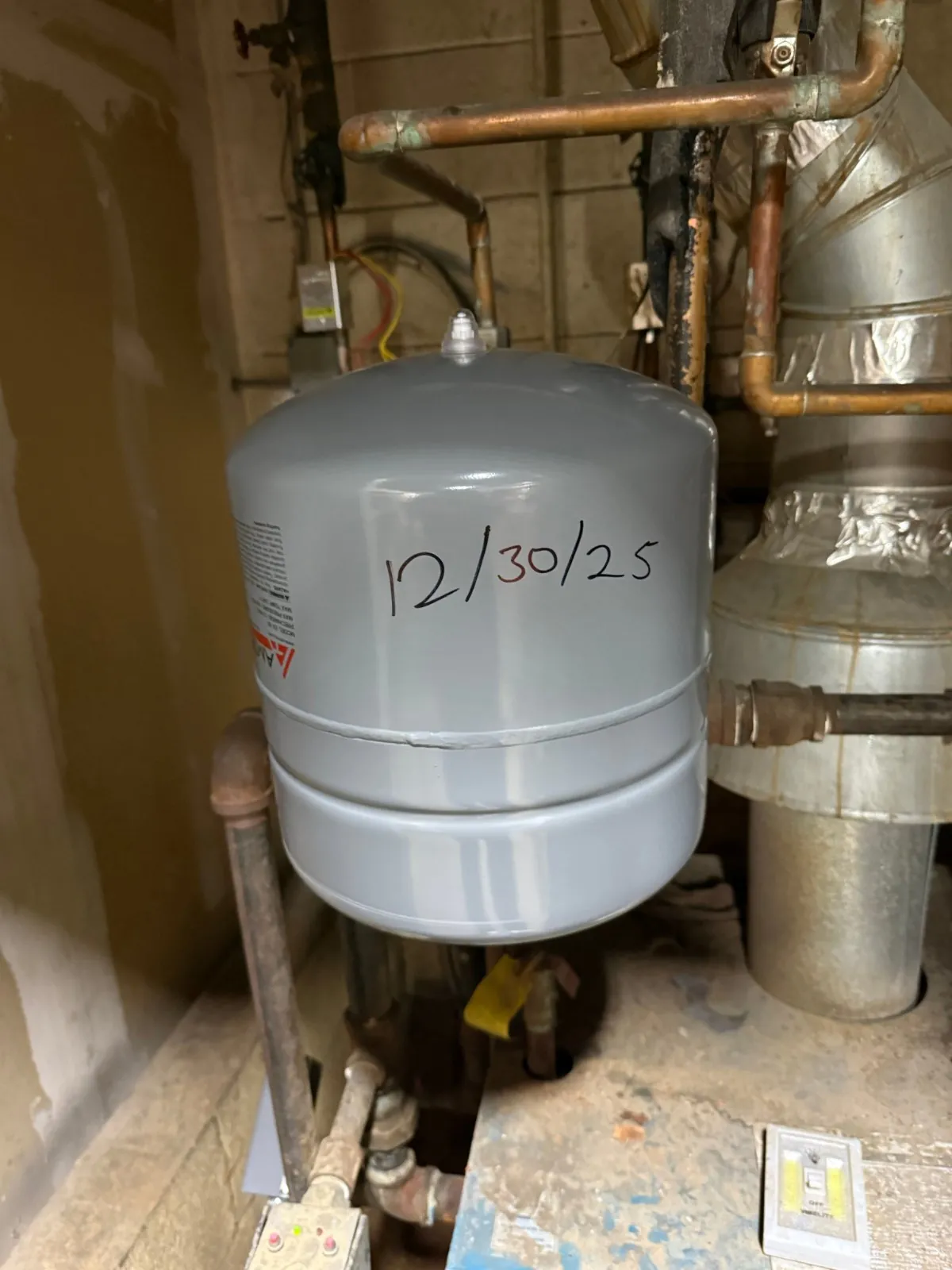 New expansion tank installed on the hot-water boiler, Deer Park NY