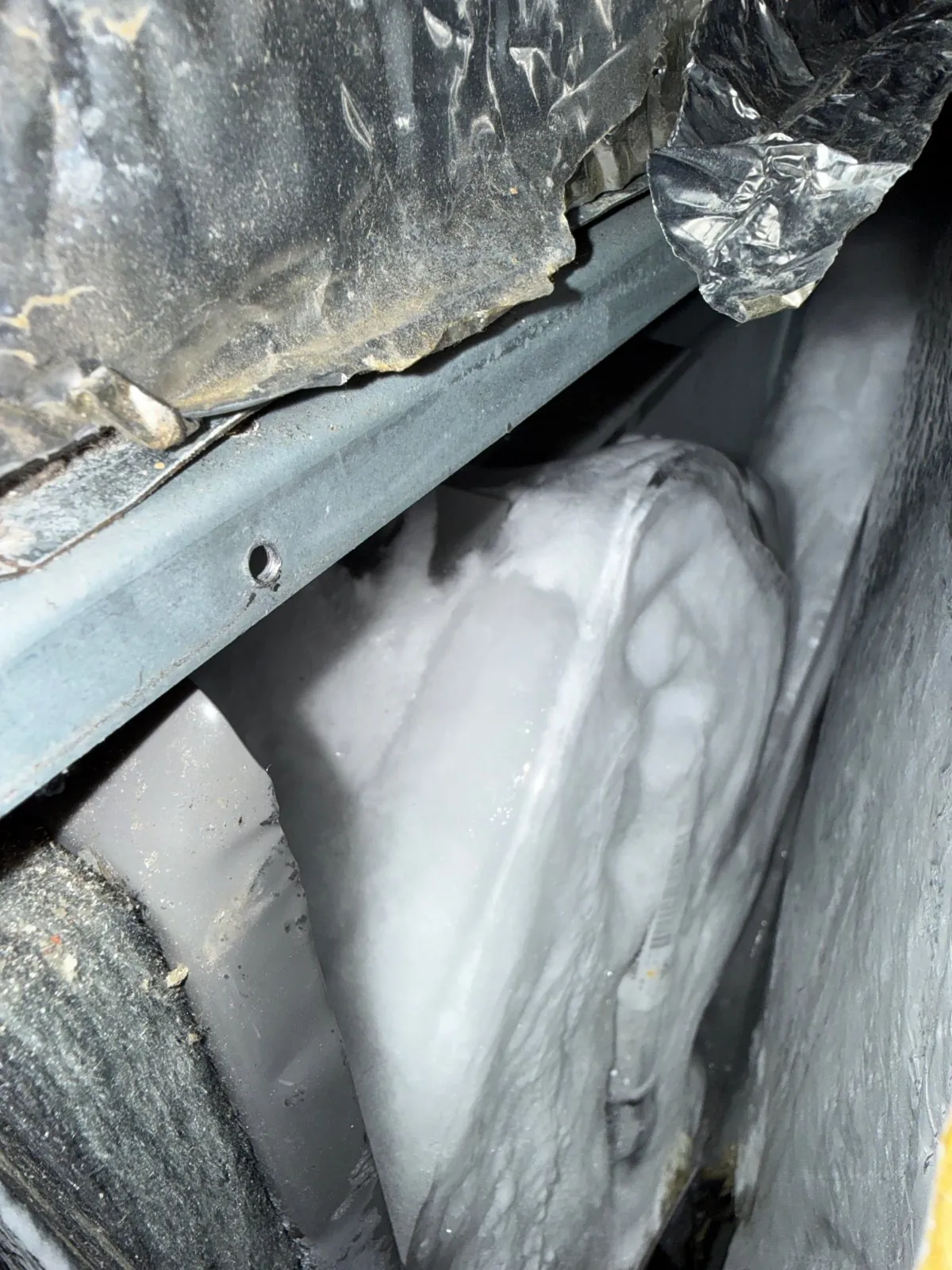 Frozen indoor coil on a leaking system, Deer Park NY