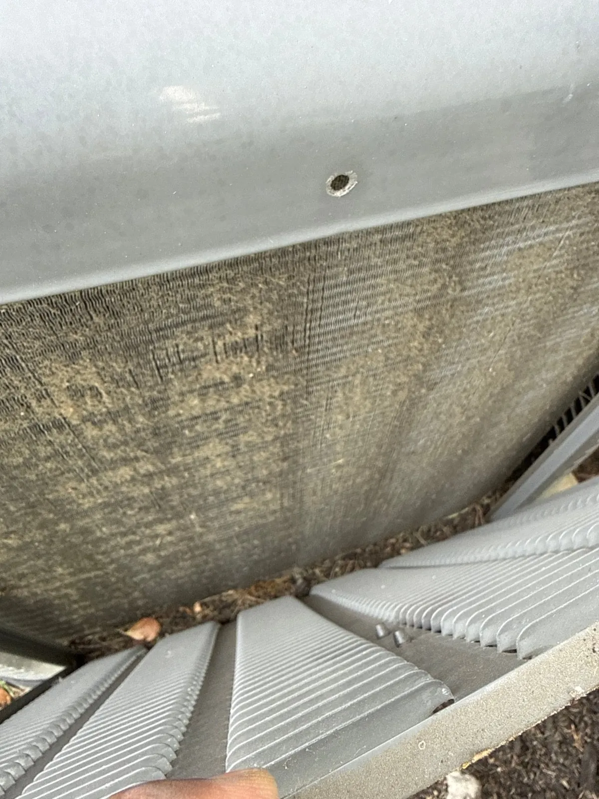 Dirty condenser coil before cleaning, Deer Park NY