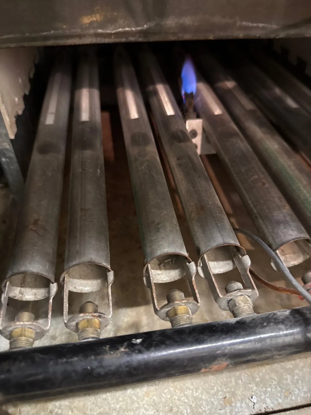 Boiler burners during the tune-up, Dix Hills NY