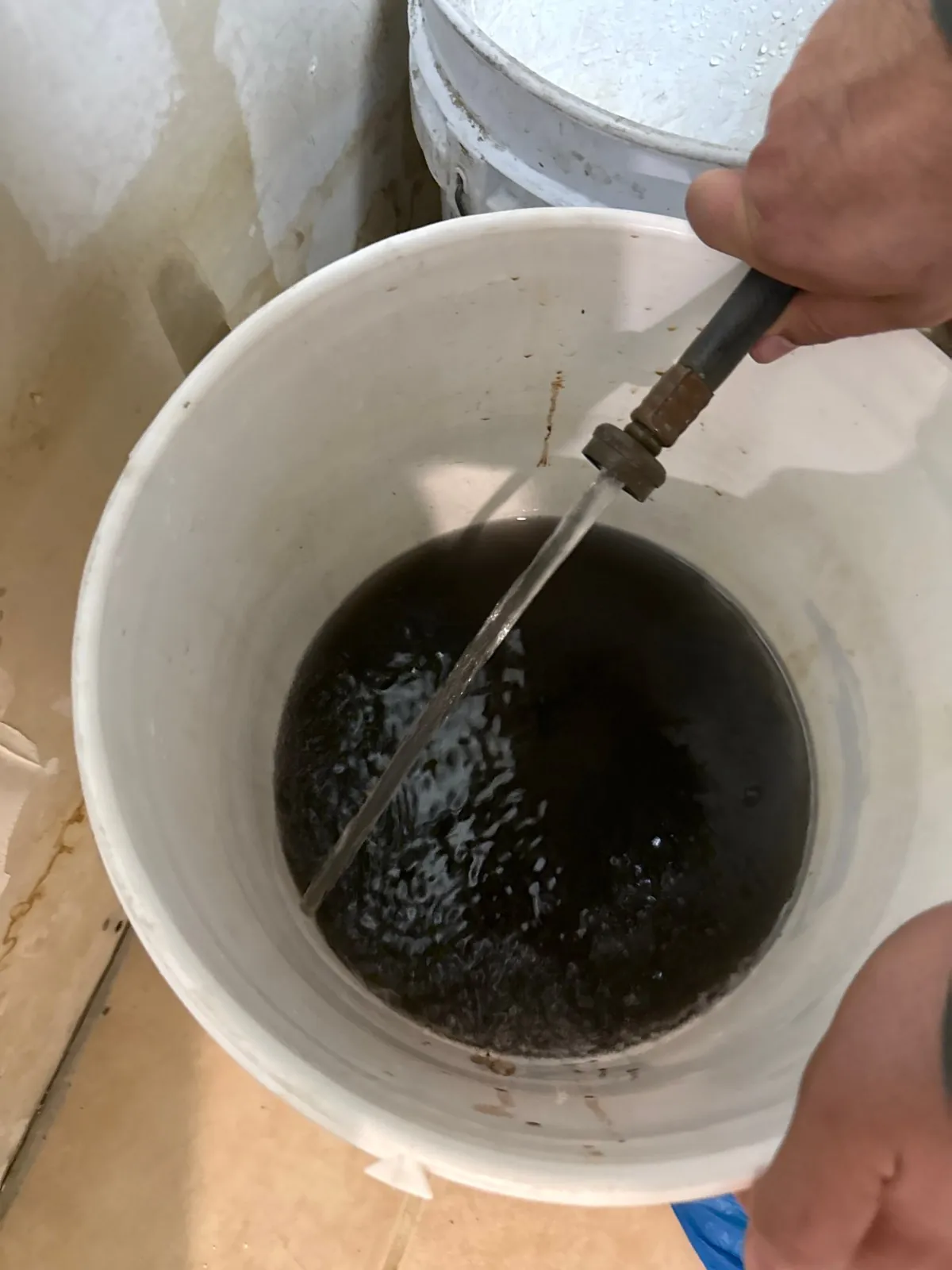 Water drained from the system during the repair, Dix Hills NY