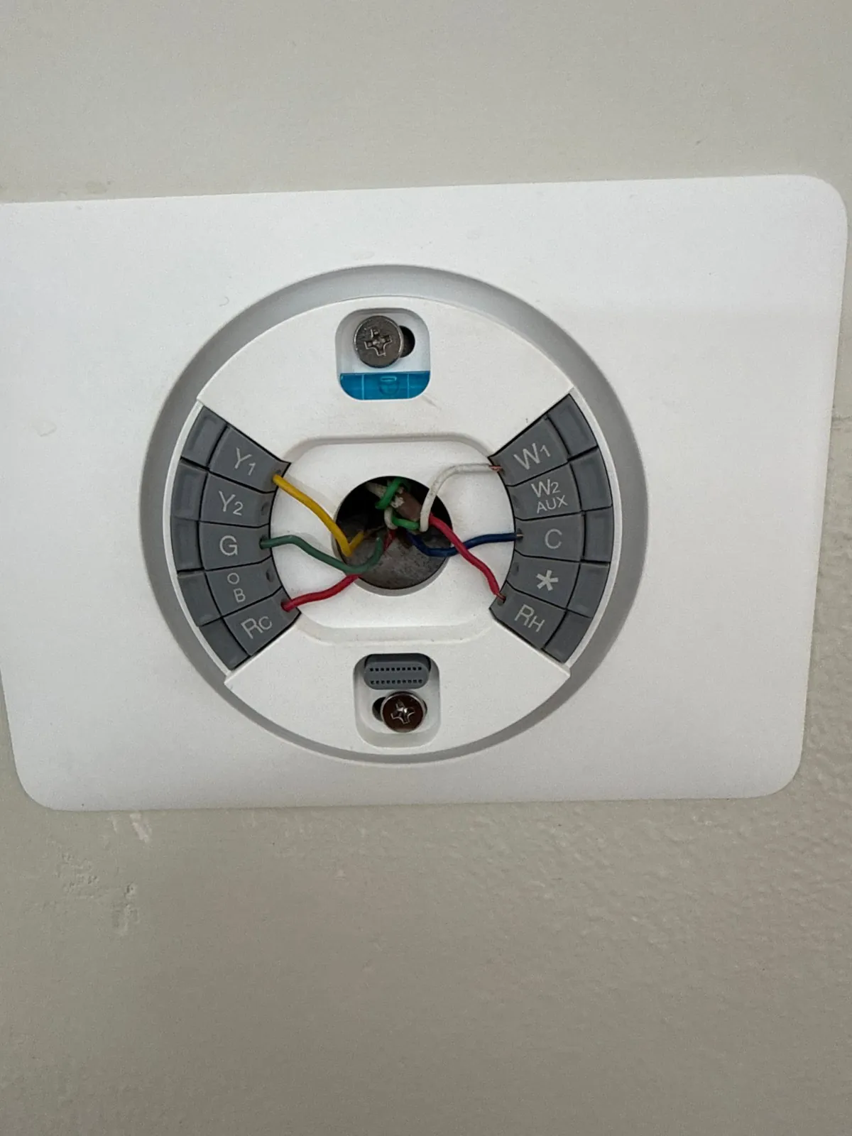 Nest base plate wired on the wall