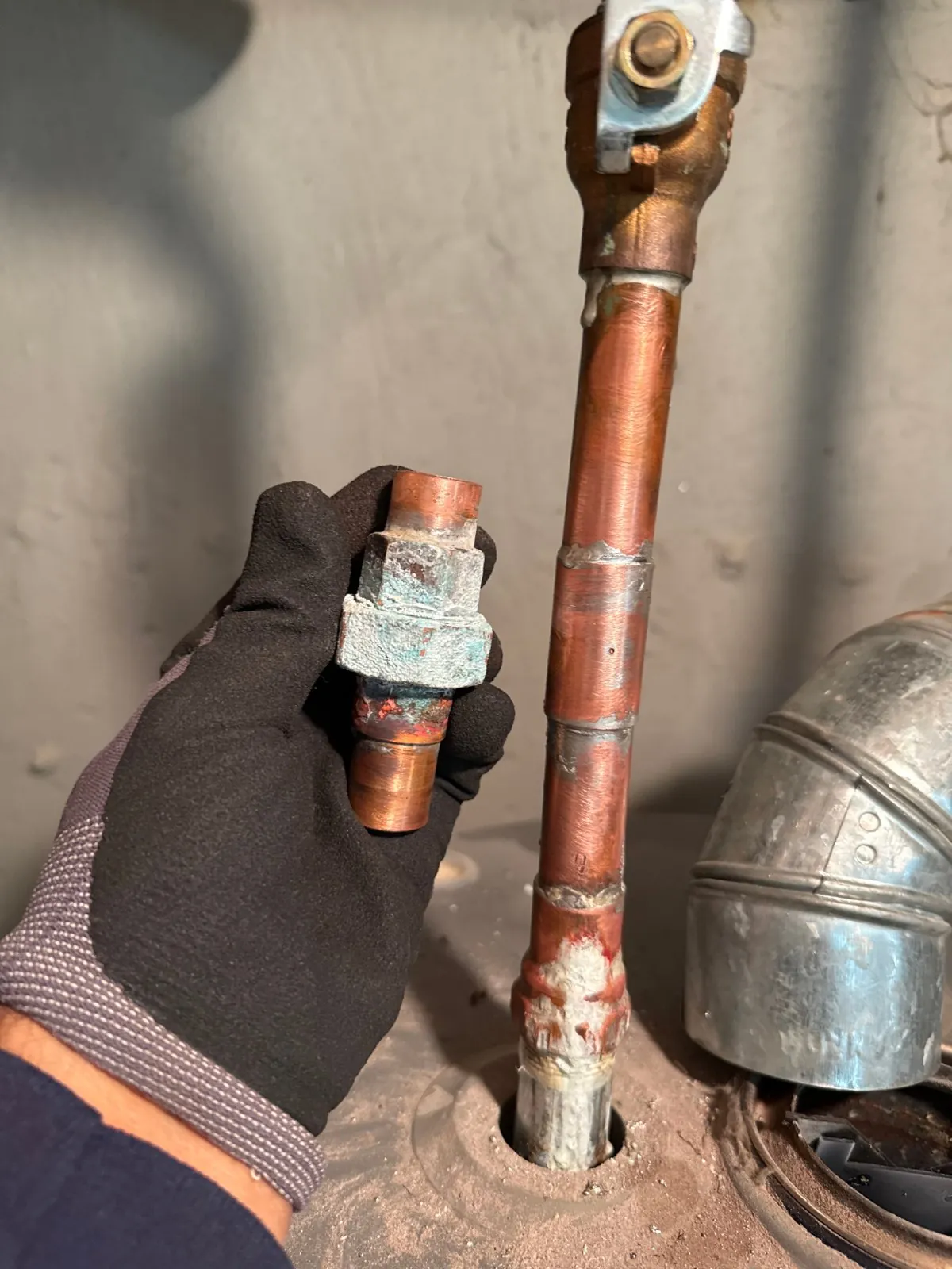 Leaking coupling removed from the water line