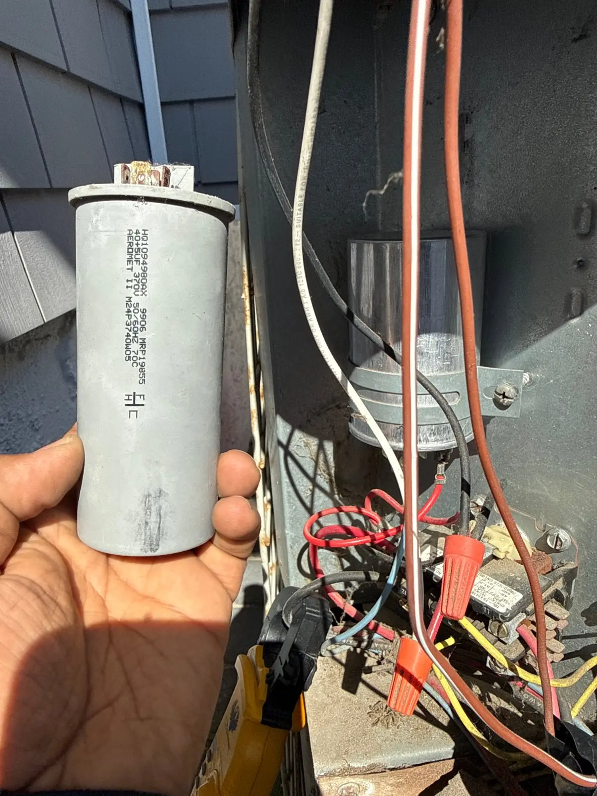 Run capacitor replaced on the outdoor AC condenser, East Meadow NY