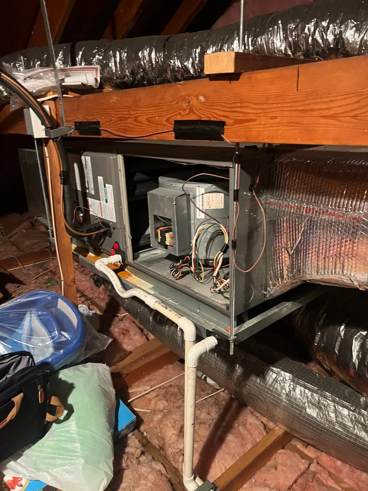 Attic air handler serving the second floor, Greenlawn NY