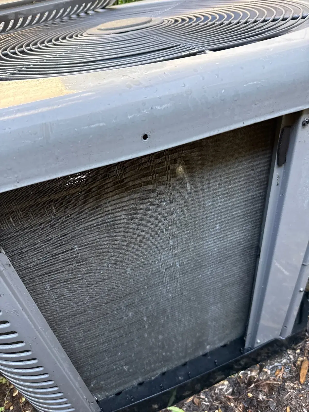 Condenser coil during the cleaning, Huntington NY
