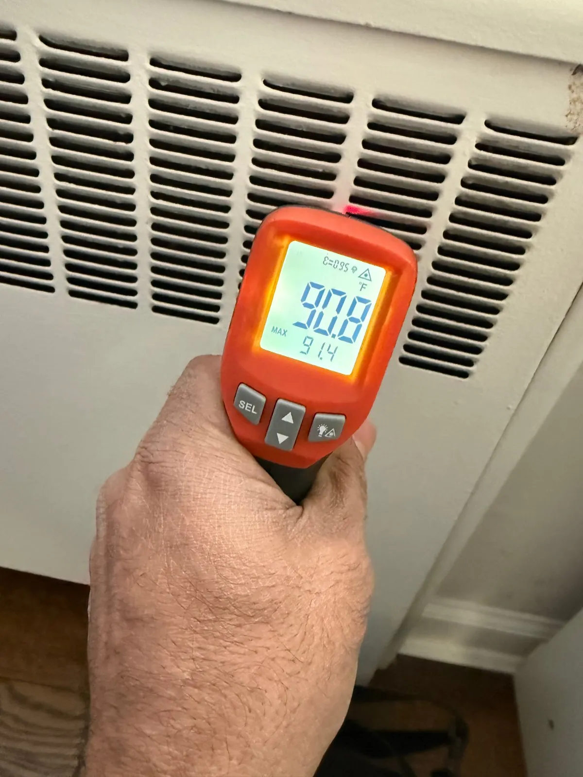 Measuring heat output at a radiator cover, Huntington NY