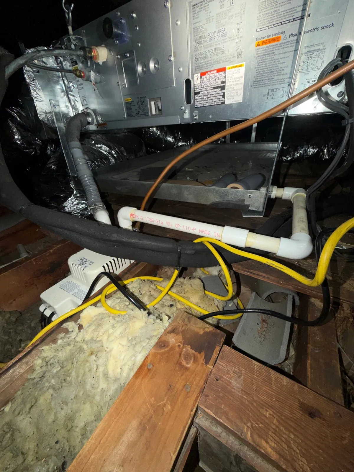 New ducted mini-split air handler installed in an attic, Huntington NY