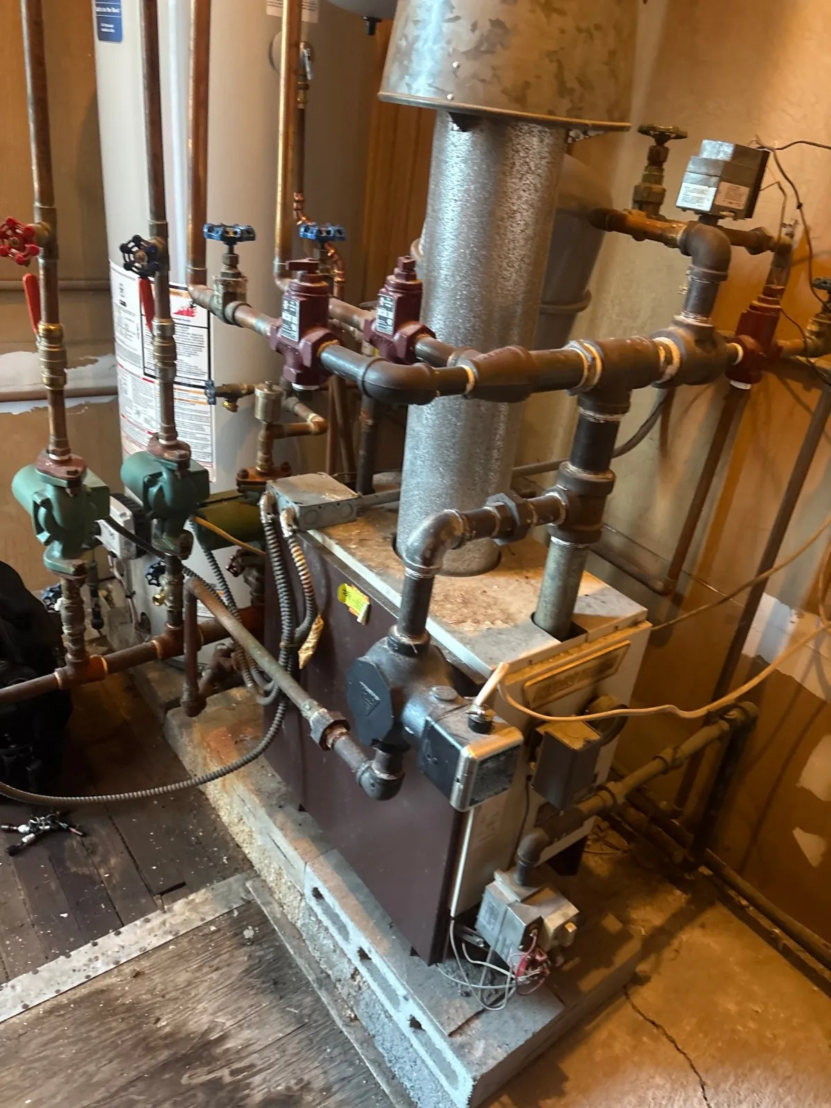 Boiler piping and circulator pumps, Islip NY