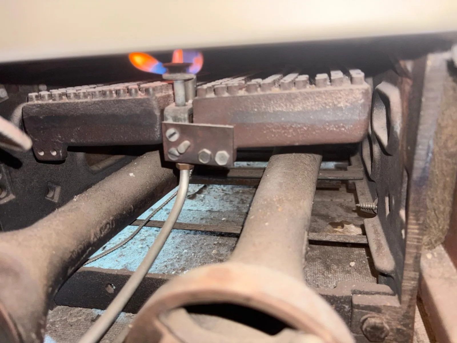Burner flame checked after the tune-up, Islip NY