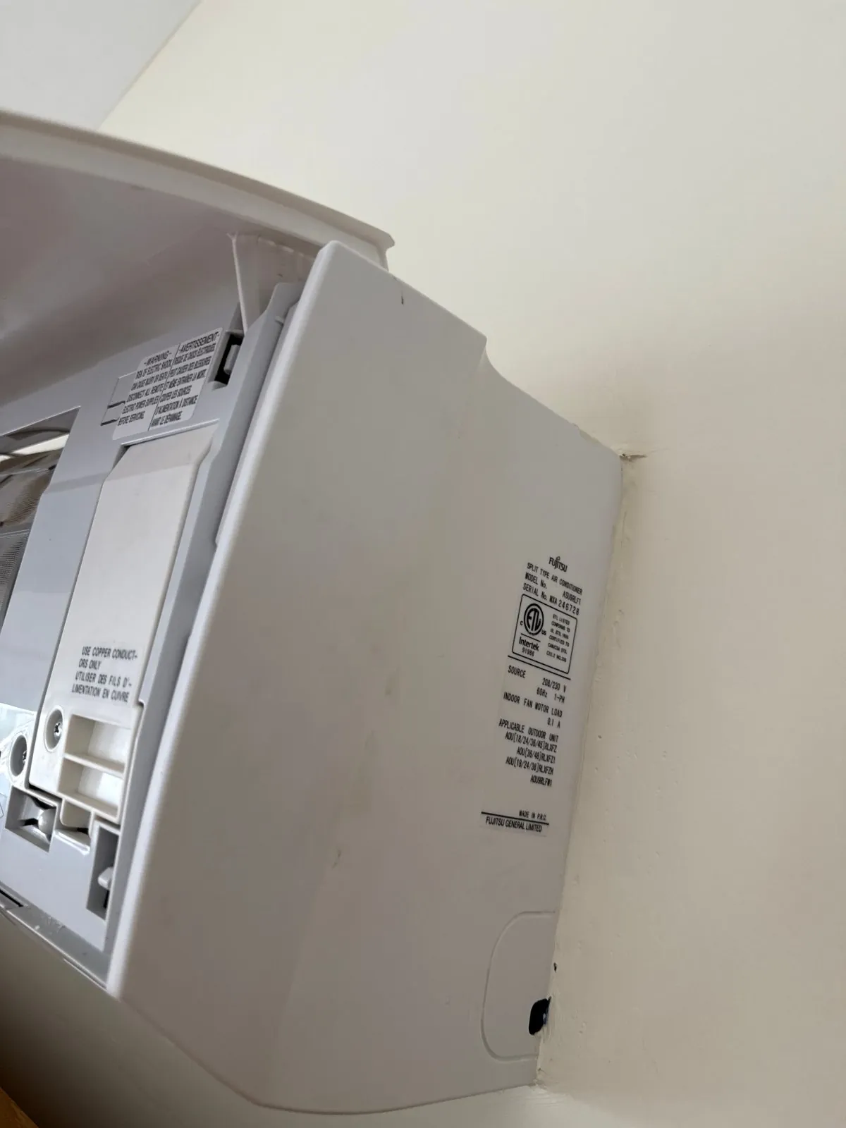 Ductless mini-split indoor unit during a cooling tune-up, Kings Park NY