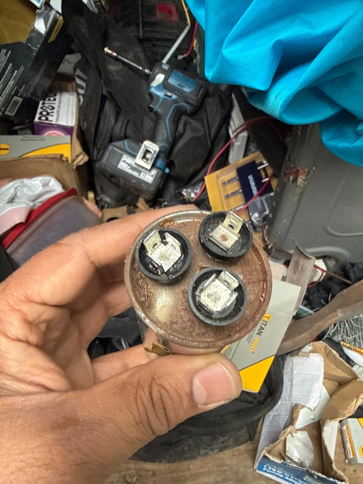 Old capacitor from the condenser that stopped cooling, St. James NY