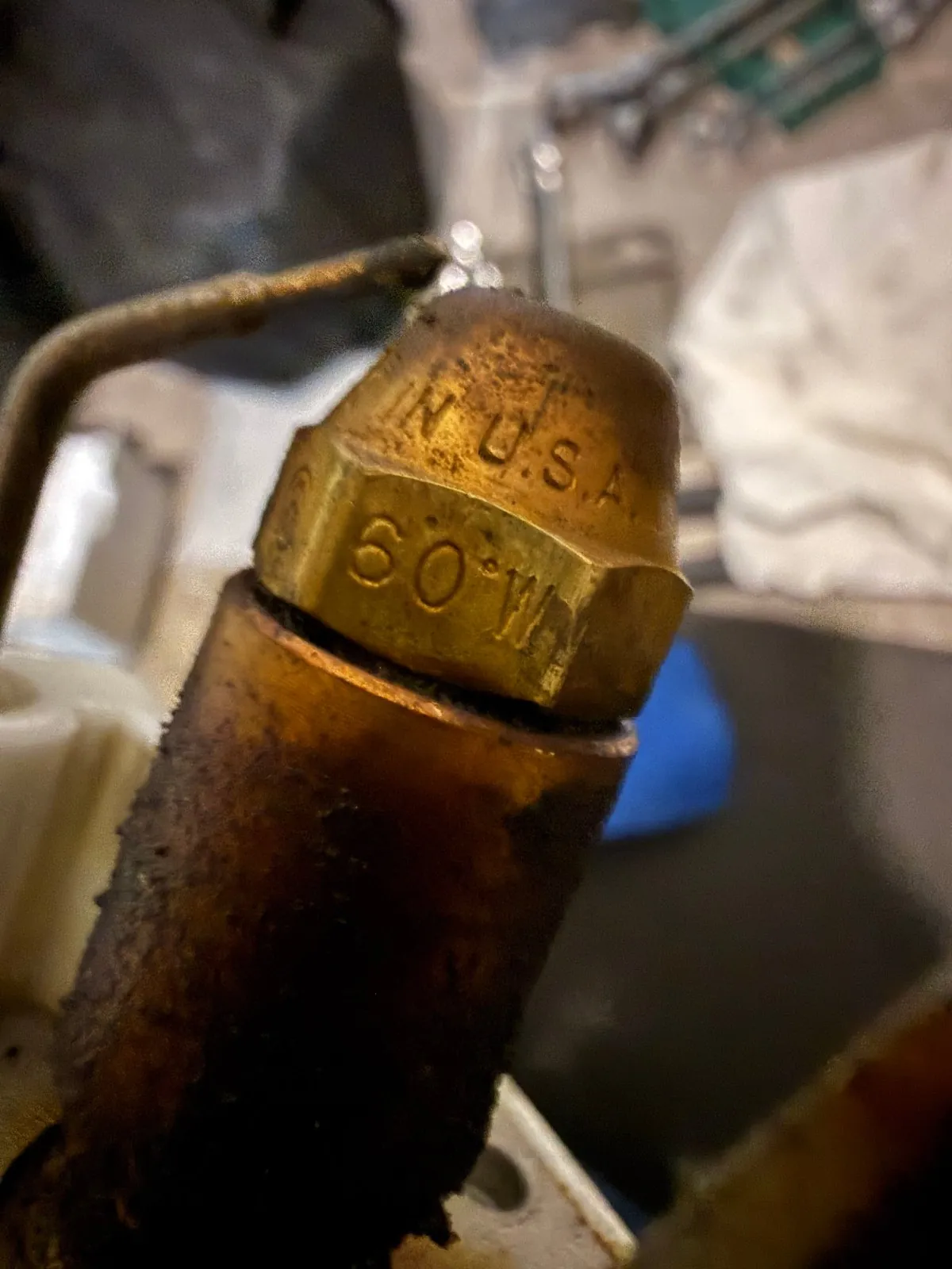 Oil burner nozzle removed during the tune-up, Stony Brook NY