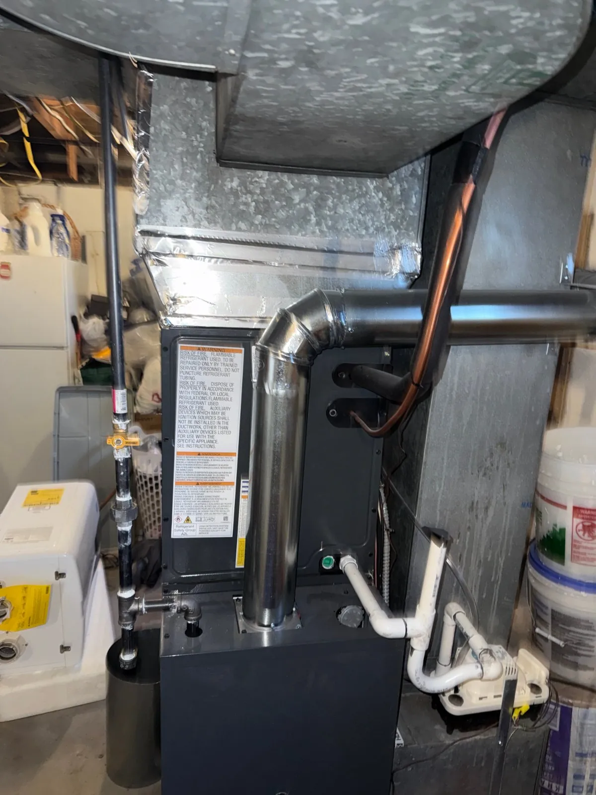 Furnace, flue and cooling coil connections