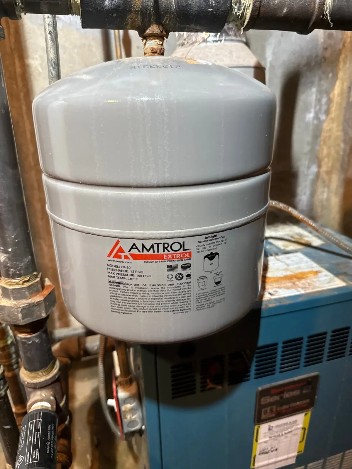 New expansion tank installed on the heating system, Woodbury NY