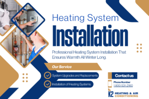 White Blue And Black Modern Heating System Installation Outdoor Banner